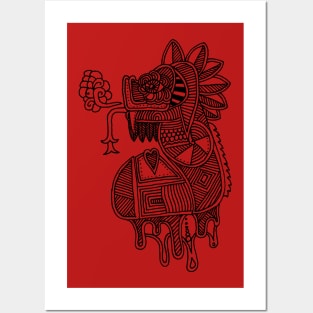 Quetzalcoatl on red Posters and Art